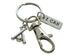 Baseball Bats Charm Keychain with I Can Tag & Clasp, Softball or Baseball Player Keychain