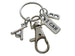 Baseball Bats Charm Keychain with I Can Tag & Clasp, Softball or Baseball Player Keychain