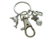Beach Lover's Keychain with Dolphin , Starfish & Faux Pearl Charm , and Clasp