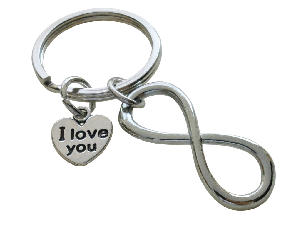 "I Love You" Heart Charm with Infinity Symbol Charm Keychain - You and Me for Infinity