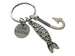 Gone Fishing Fishing Keychain with Fish Charm, Hook Charm