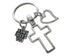 Cross Charm Keychain with Jesus Loves You and Heart Charm, Religious Keychain
