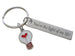 Light Bulb with Red Heart Charm Keychain with Custom Engraved Steel Tag