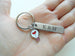 Light Bulb with Red Heart Charm Keychain with Custom Engraved Steel Tag