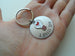 Light Bulb with Red Heart Charm Keychain with Custom Engraved Steel Disc