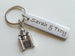 Castle Keychain with Custom Engraved Aluminum Tag; Couples Keychain