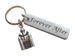 Castle Keychain with Custom Engraved Aluminum Tag; Couples Keychain