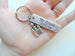 Castle Keychain with Custom Engraved Aluminum Tag; Couples Keychain