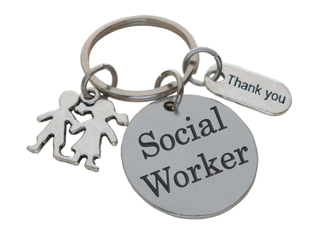 Social Worker Gift Keychain with Children Charm, Community Advocate Keychain, Thank you Gift