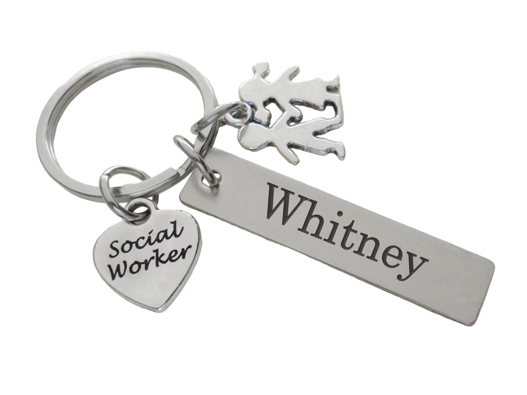 Employee Appreciation Gifts • Kids Charm, Social Worker Heart & Custom Engraved Tag Keychain by JewelryEveryday