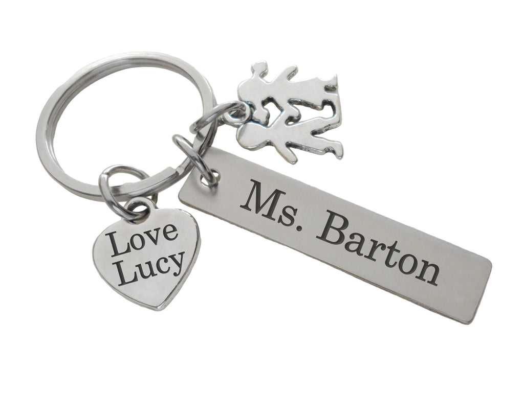 Teacher Appreciation Gift • Kids Charm, Custom Engraved Heart & Tag Keychain by JewelryEveryday