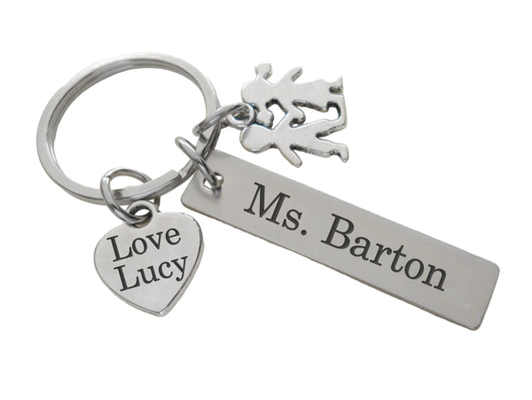 Teacher Appreciation Gift • Kids Charm, Custom Engraved Heart & Tag Keychain by JewelryEveryday