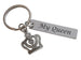 Queen Crown Charm Keychain with "My Queen" Engraved Steel Tag