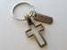 Bronze Cross Charm Keychain with Word Tag Charm, Religious Keychain