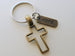 Bronze Cross Charm Keychain with Word Tag Charm, Religious Keychain