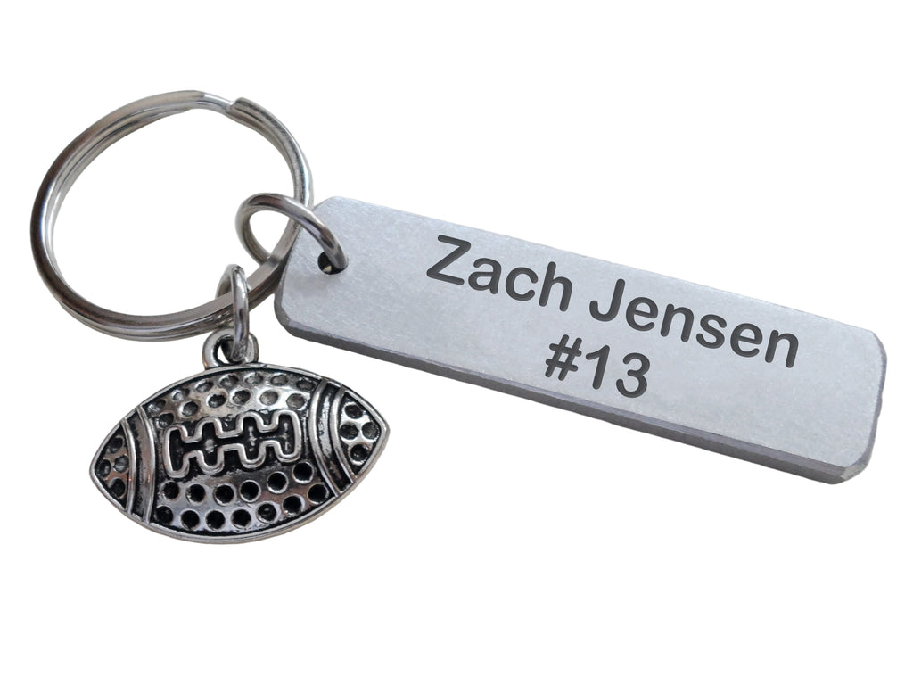 Football Charm Keychain with Custom Engraved Aluminum, Personalized Name For Team Player or Coach