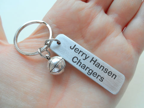 Basketball Charm Keychain with Custom Engraved Aluminum Tag For Graduate, School Team Player or Coach Gift