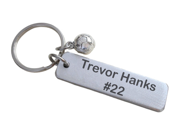 Soccer Ball Charm Keychain and Custom Engraved Aluminum- Soccer Player or Coach Key Chain