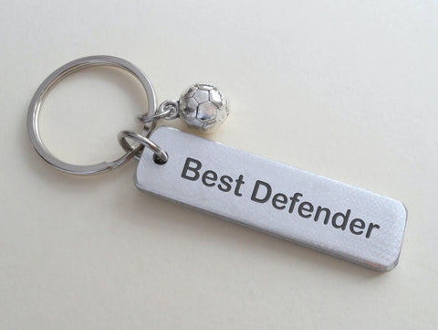 Soccer Ball Charm Keychain and Custom Engraved Aluminum- Soccer Player or Coach Key Chain