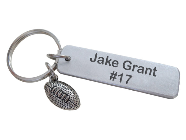 Football Charm Keychain with Custom Engraved Aluminum, Personalized Name For Team Player or Coach