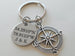 Custom Engraved Steel Disc Keychain with Compass Charm, GPS Keychain, Latitude Longitude Coordinates Keychain