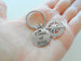 Compass Charm Keychain with Initial Charm & Custom Engraved Disc, Camping Keychain