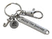 Swimmer Charm Keychain with Swimmer Disc Charm, Enjoy the Journey Tag, Swivel Clasp & Custom Initial Charm; Swim Team or Coach Keychain by JewelryEveryday