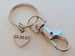 Custom Engraved Small Heart Tag Keychain with Clasp;  Couples Keychain, Anniversary Gift
