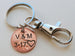 Anniversary Gift • Personalized Penny Keychain Stamped with Heart Around the Year & Initials with Pinky Promise Charm & Clasp