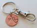 Anniversary Gift • Personalized Penny Keychain Stamped with Heart Around the Year & Initials with Pinky Promise Charm & Clasp