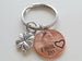 2004 US One Cent Penny Keychain with Engraved "I Still Do" and Heart Around Year with Clover Charm; 22 Year Anniversary Couples Keychain