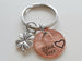2004 US One Cent Penny Keychain with Engraved "22nd Year" and Heart Around Year with a Clover Charm; 22 Year Anniversary Couples Keychain