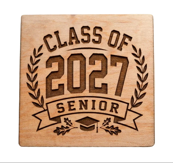 Class of 2027 Senior Wood Magnet, For Graduation Gift