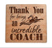 Coach Appreciation Gift • Wood Magnet Engraved with "Thank You for Being an Incredible Coach" with Swimmer Image by JewelryEveryday
