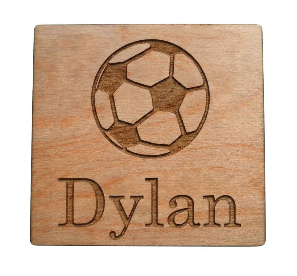 Athlete Wood Magnet with Sport Image and Custom Name Engraved, For Graduate, Team Player or Coach