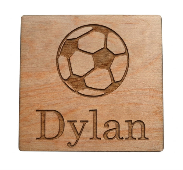 Athlete Wood Magnet with Sport Image and Custom Name Engraved, For Graduate, Team Player or Coach