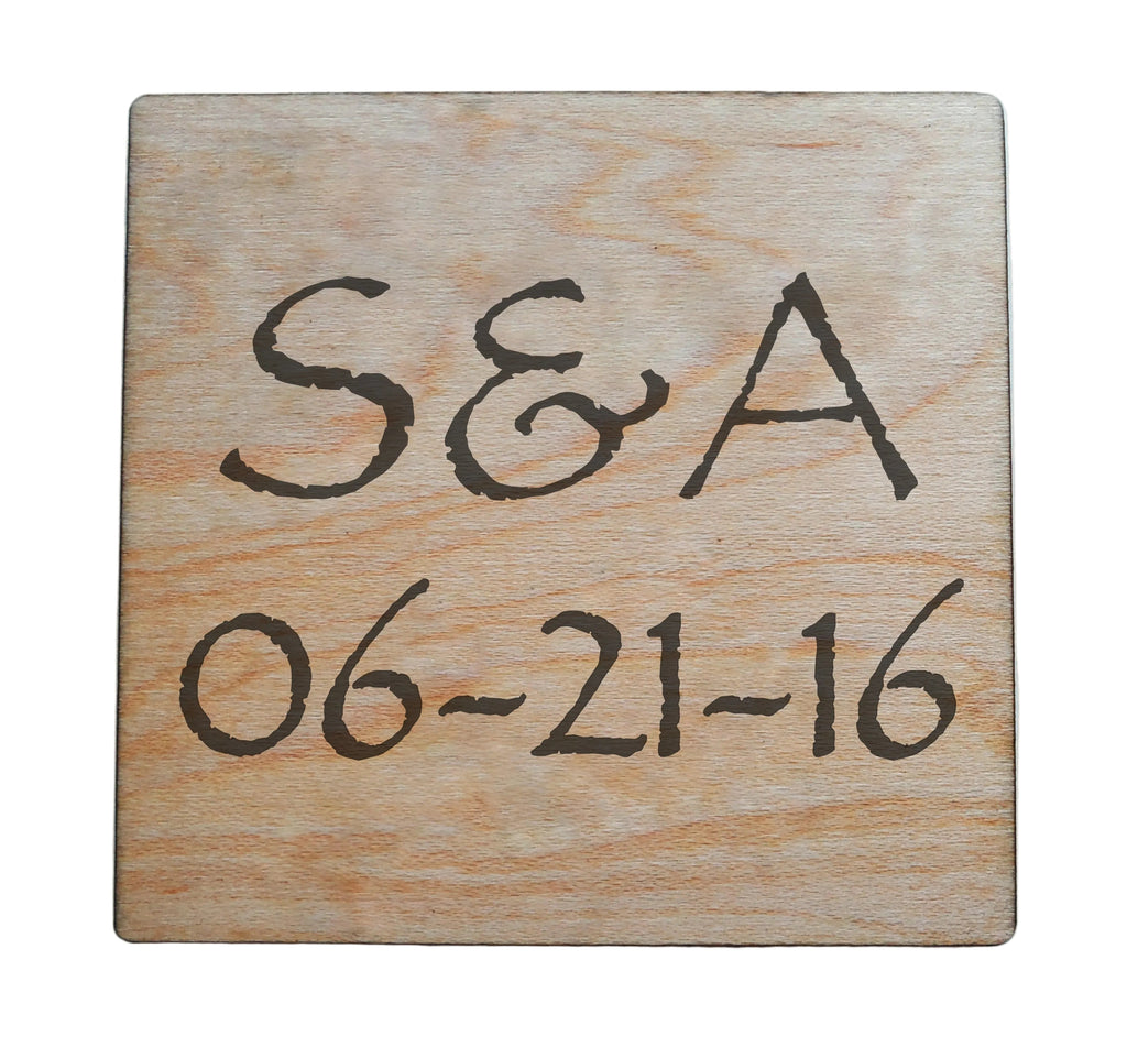 Custom Engraved Wood Magnet, Couples Anniversary or Wedding Day Gift