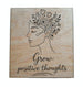 "Grow Positive Thoughts" with Flowers & Face Engraved Wood Magnet, Encouragement Gift