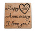 5 Year Anniversary Wood Magnet, Happy 5th Anniversary I Love You with Heart Image Engraved by JewelryEveryday