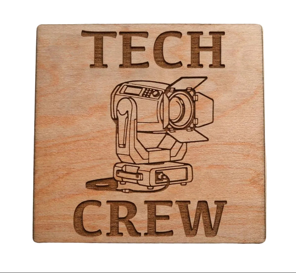 Tech Crew with Stage Light Image Wood Magnet, For Stage Tech Student or Teacher Gift