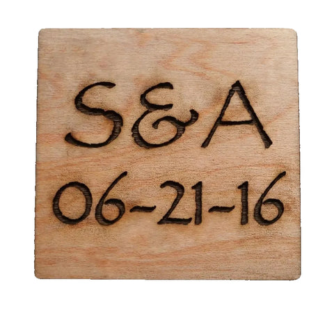 Custom Engraved Wood Magnet, Couples Anniversary or Wedding Day Gift