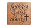 Faith Hope Charity Engraved Wood Magnet with Heart, Cross & Anchor Image, Religious Christian Gift
