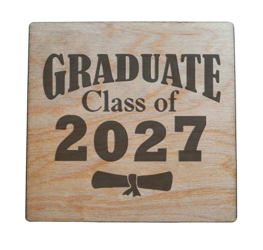 Graduate Class of 2027 Wood Magnet, For Graduation Gift
