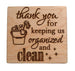Housekeeping Appreciation Gift • Wood Magnet Engraved with "Thank You For Keeping Us Organized and Clean" with Cleaning Bucket Image by JewelryEveryday