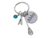 Lacrosse Stick Charm Keychain with Custom Engraved Disc; Graduate Keychain, Lacrosse Player Keychain