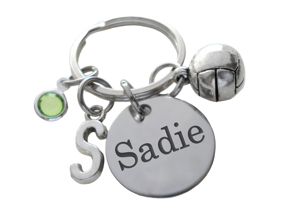 Custom Engraved Disc & Volleyball Charm Keychain, Personalized Charm Options, For Graduate, Team Player or Coach