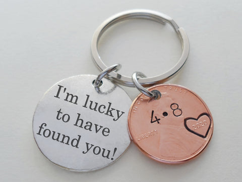 Custom Engraved Steel Disc & Penny Keychain, Couples Anniversary, Husband, Wife, Boyfriend, Girlfriend Key Chain Customized