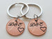 Personalized Set of 2 Penny Keychains Custom Engraved with Script Font and Heart Around The Year