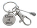 Lacrosse Stick Charm Keychain with Swivel Clasp & Custom Engraved Disc, Graduate Team Player or Coach Gift