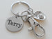 Baseball Mitt Charm Keychain with Custom Engraved Disc & Clasp, Personalized Softball / Baseball Player Keychain